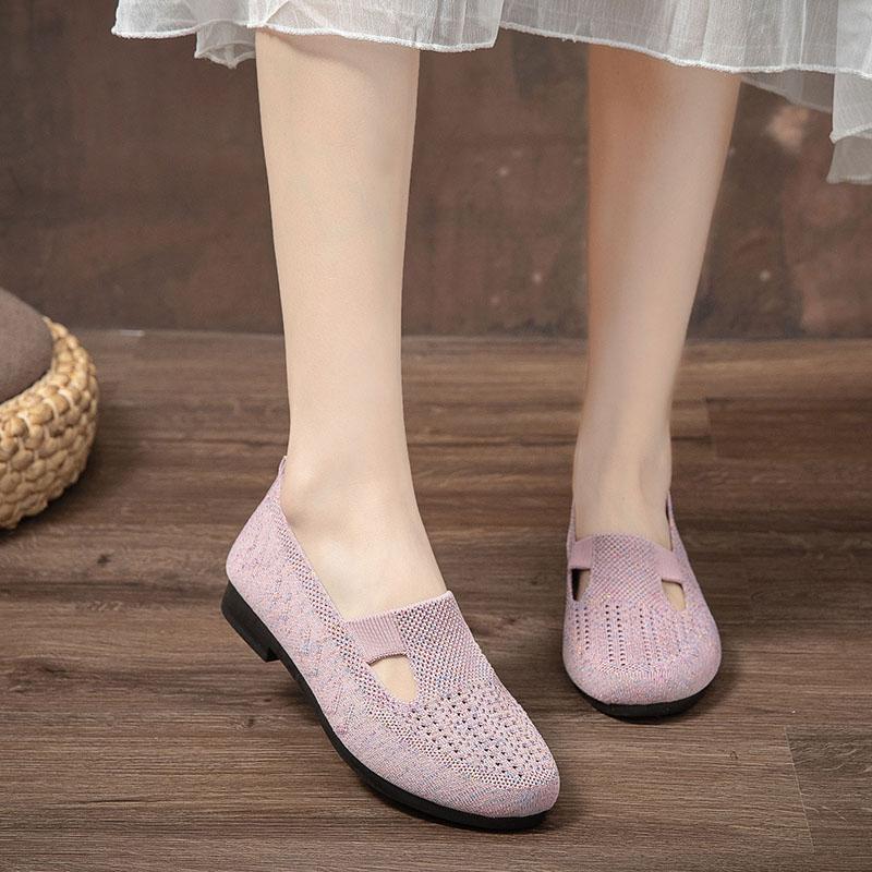 Summer mesh lightweight mom shoes, fashionable and breathable women's shoes, one-foot flat casual anti-slip sports shoes