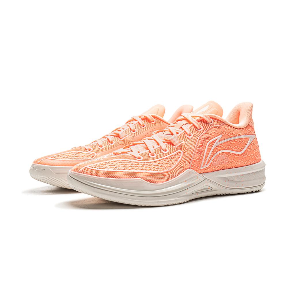 new LiNing Cushioning, Slip Resistant, And Breathable Low Top Basketball Shoes Men's Fluorescent Soft Orange