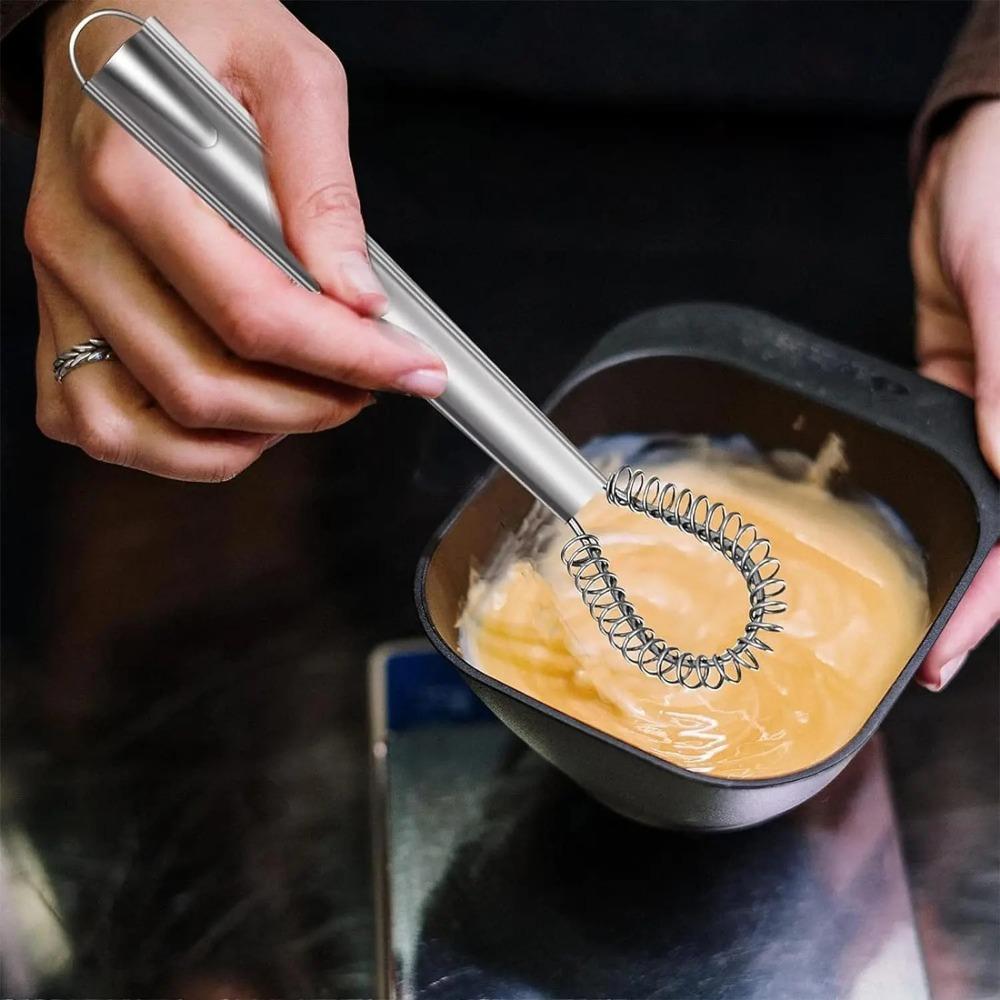 Stainless Steel Egg Beater Spring Manual Mixer Spoon Egg Sauce Honey Cream Stirring Kitchen Gadget Spring Egg Beater Whisk