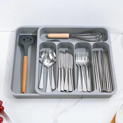 Retractable Storage Box Multi-purpose Expandable Adjustable Utensils Holder Organizer With 6