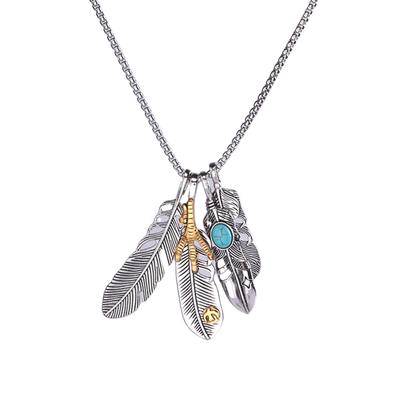 Feather Necklace for Popular Stainless Steel Birthday [Hanayaka] Men, Accessory, Pendant, Hypoallergenic, Popular, Gift, [Product]