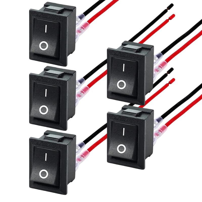 Motorcycle Boat Switch Cord 12V Round Rocker Switch ON/OFF SPST 2 Pin Toggle Switch with Wire for Car Boat Modified