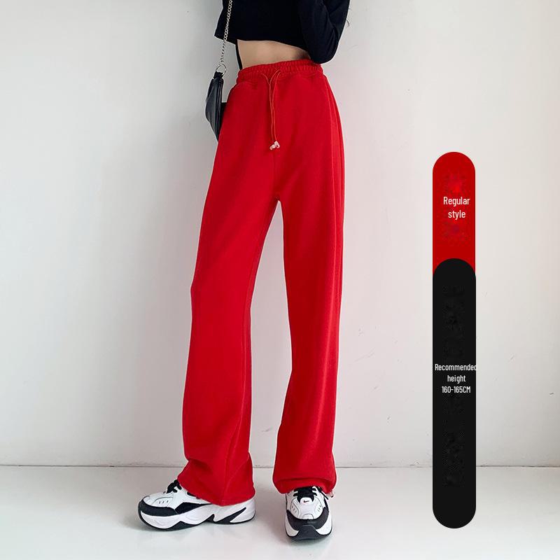 Women's American-Style High-Waist Wide-Leg Drawstring Sweatpants, 2024 Autumn Collection