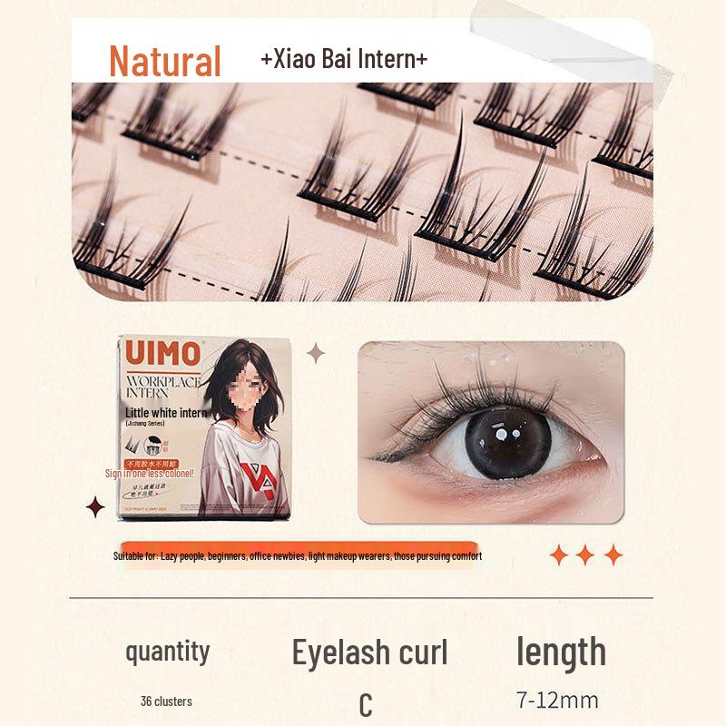 Uimo Glue-Free Natural Magnetic False Eyelashes with Self-Adhesive Stem, Reusable Extensions for Women