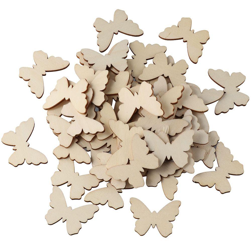 100pcs Shapes Unfinished Wooden Cutouts Wooden Unfinished Embellishments Blank 35x26mm Blank Wood Christmas