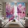 2pcs  Set HD Princess Style Disney Castle Pumpkin Decorative Curtain Pink Tie Digital Printed Curtain Home Decoration Style De