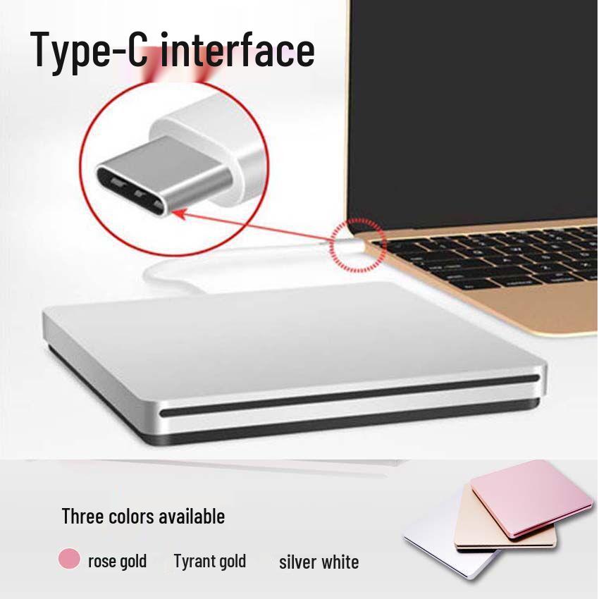 

Ultra-Slim Slot-Loading DVD Burner: Mobile 7 Type-C & USB External Optical Drive Type-C Silver