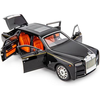 Rolls-Royce Phantom 1/18 Modèle de voiture en alliage moulé sous pression à collectionner Jouet de voiture à tirer, modèle de véhicule classique à double porte Logo pouvant être plié, cadeau
