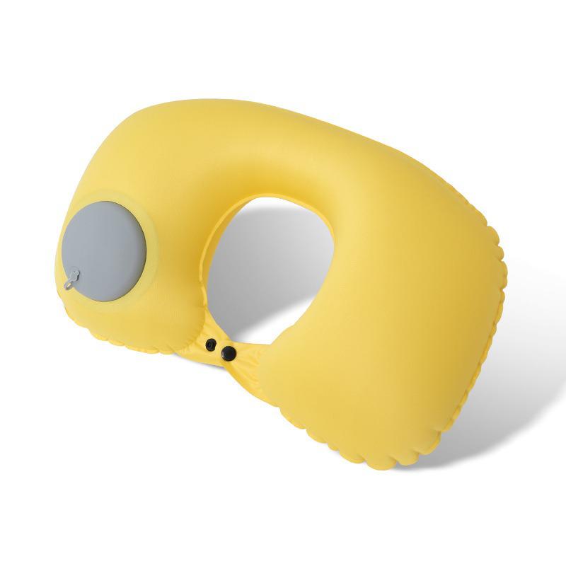 Portable Inflatable U-shaped Neck Pillow for Travel - Milk Silk Press-type for Car & Airplane