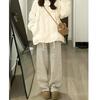 2025 Women's High-Waisted Fleece-Lined Wide-Leg Striped Pants for Autumn/Winter