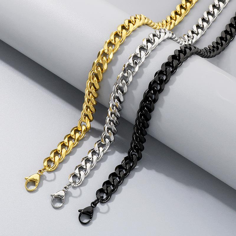 Halskette aus Titanstahl mit dicker Hip-Hop-Kette, Edelstahl sechsseitig geschliffene Kette mit Kettenschmuck