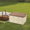 Collapsible Storage Bin Container with Wooden Lid for Indoor Fishing Outdoor
