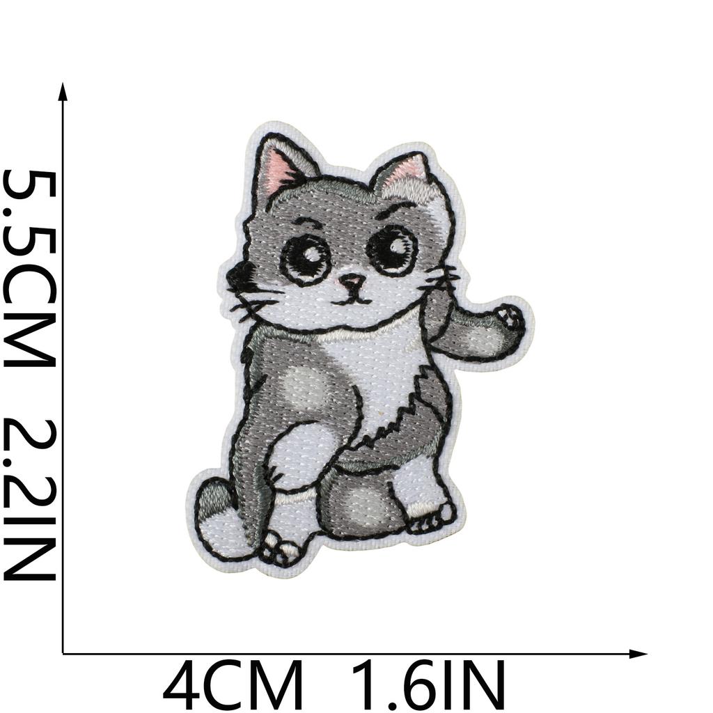 Cat Party Embroidery Cloth Sticker Ironing Cartoon Kitten Embroidery Label Tide Play Bag Decoration Patch Sticker Cute Meow Meow