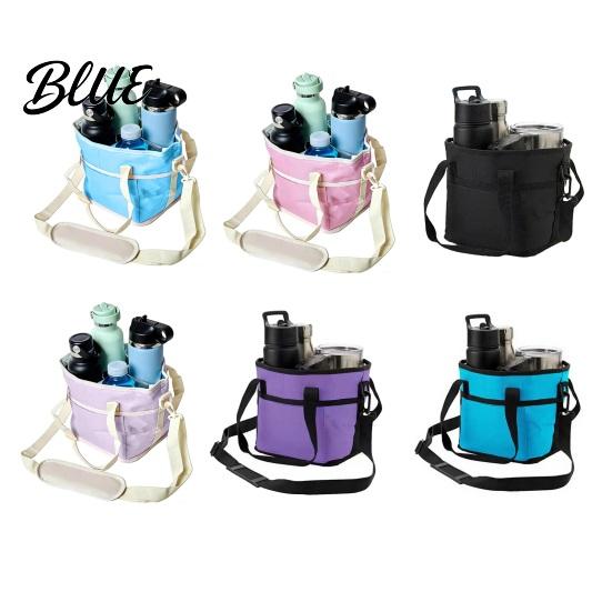Front Pocket Drink Bag Family Size 4-Compartment with Adjustable Strap Multiple Tumbler Carrier Caddy