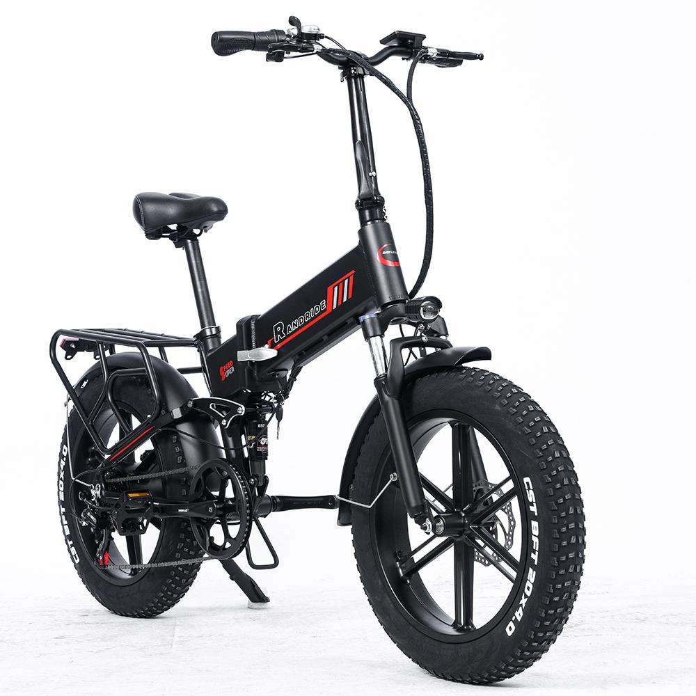 RANDRIDE YX20M Urbane Elektrofahrräder 500W Motor 48V 17Ah Akku 20x4-Zoll-Reifen mechanische Scheibenbremsen.