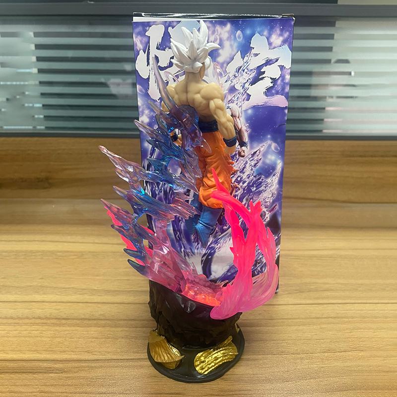 25cm Dragon Ball Son Goku Anime Figure Ultra Instinct Super Saiyan Statuette Collectible Model Toy Ornament Fans PVC for Round Sensory Compression