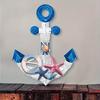 Nautical Wooden Wall Decor Vintage Blue White Coastal Wall Art with Starfish for Beach Theme Bathroom Living Room Bedroom Decor