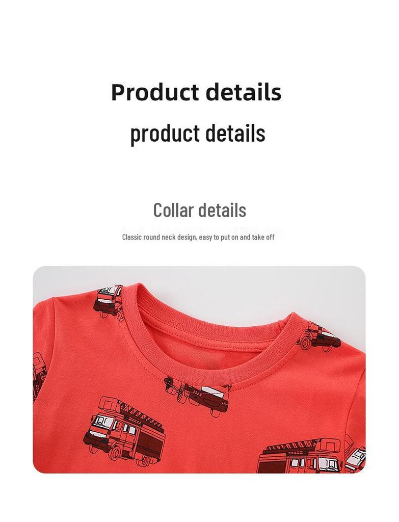 Children's Cartoon Car T-shirt - Spring/Summer 2026, Short-Sleeve, Round Neck