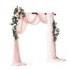 Artificial Wedding Arch Flowers Kit Pink With 2 Pcs Flowers 3 Pcs Drapes