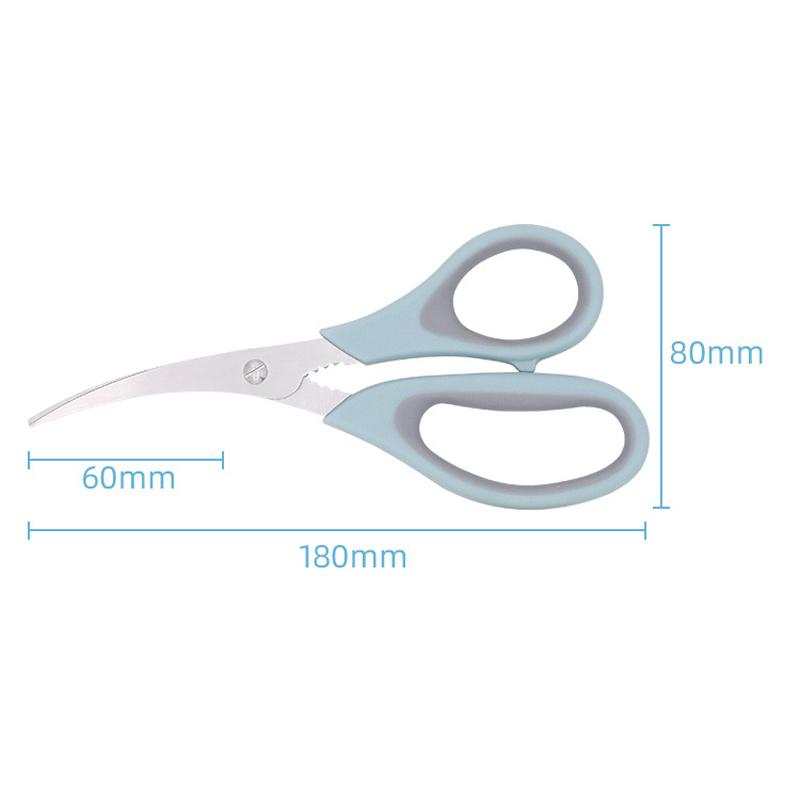 Household Elbow Stainless Steel Blade Shrimp Line Removing Seafood Tool TPR Handle PP Shrimp Clamp Kitchen Scissors