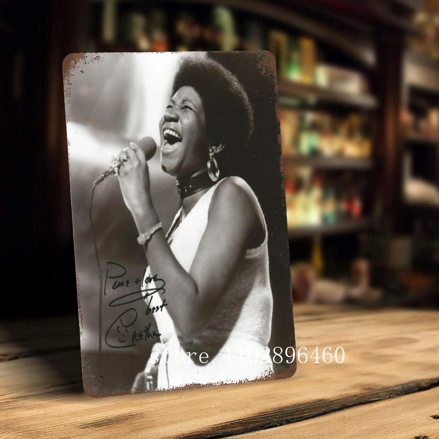 aretha franklin Metal Plaques & Signs wall decor Vintage Tin Signs Captain Metal Poster Decor for Bar Pub Club Wall Decoration 20x30cm（7.8x11.8inch）
