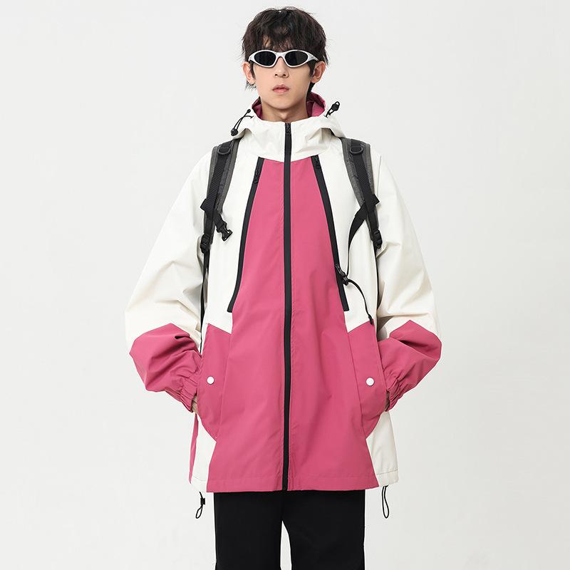 

Осень и зима новый повседневный тренд модная куртка парное пальто с капюшоном несъемная куртка с капюшоном S розы красного