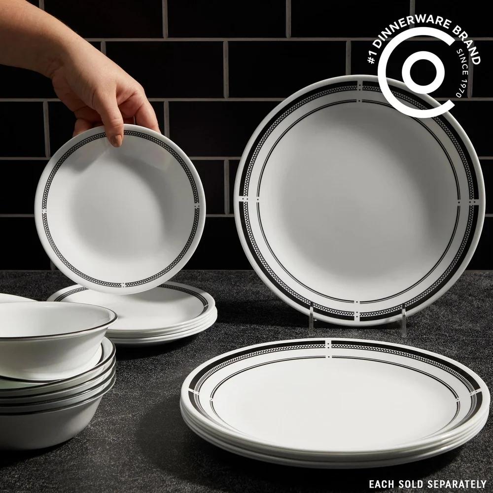 2 Pack Vitrelle Glass Dinner Plates Round Bistro Style Ultra Stackable Microwave Dishwasher Safe 10.25 Inch Tableware