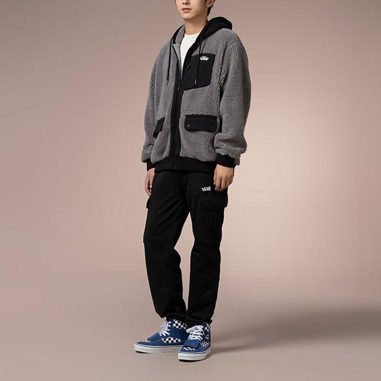 Vans Patchwork Vintage Zip-Up Hoodie Men Jackets Gray VN000FBXAF1