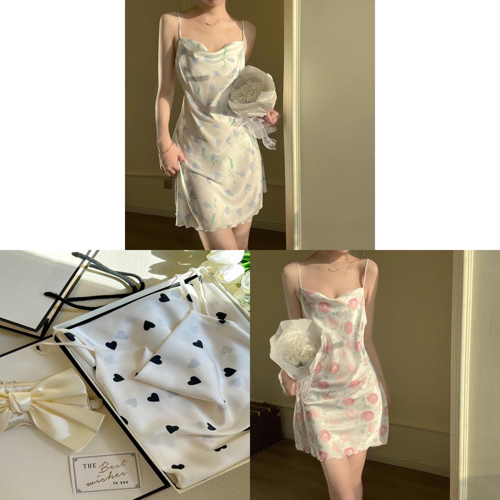 Ice Silk Sleep Dress For Women With V Neck Sleeveless Summer Nightwear For Home Relaxation