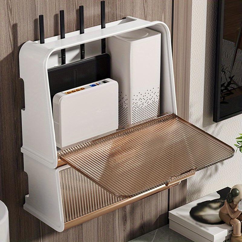 2pcs 1set Wifi Router Plastic stackable Wall Mounted Storage Box,Heat dissipation breathability,Dustproof transparent Bracket power wire Organizer.