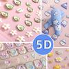 Cartoon Nail Art Stickers Embossed 5D Three-dimensional Flowers Cute Small Fresh Waterproof Nail Stickers
