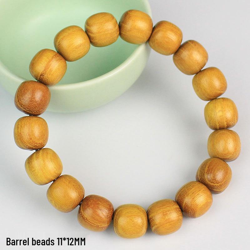 Zhemu 2.0 Gelbes Sandelholz Buddhistisches Perlenarmband (108 Perlen) für Männer und Frauen