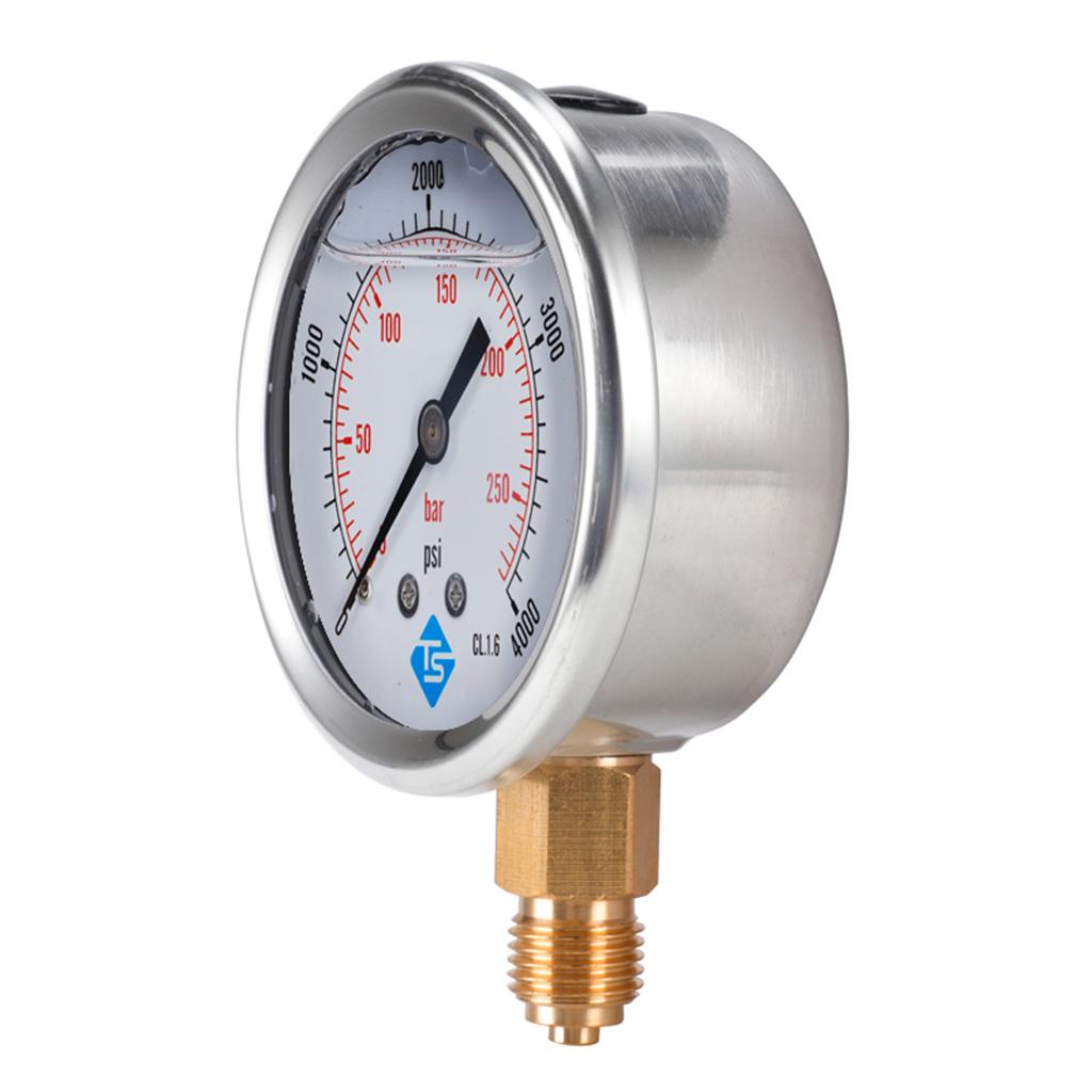 16 Styles Dual Scale Liquid Filled Pressure Gauge with Brass Internals 1/4" BSPT Bottom Mount Pressure Gauge Durable