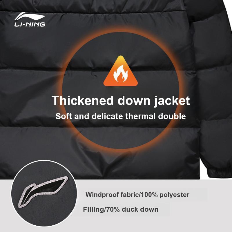 Li-Ning Trendy Minimalist Fashion Warm Comfortable Lightweight Windproof Classic Down Jacket Unisex Outerwear YTMV205-1