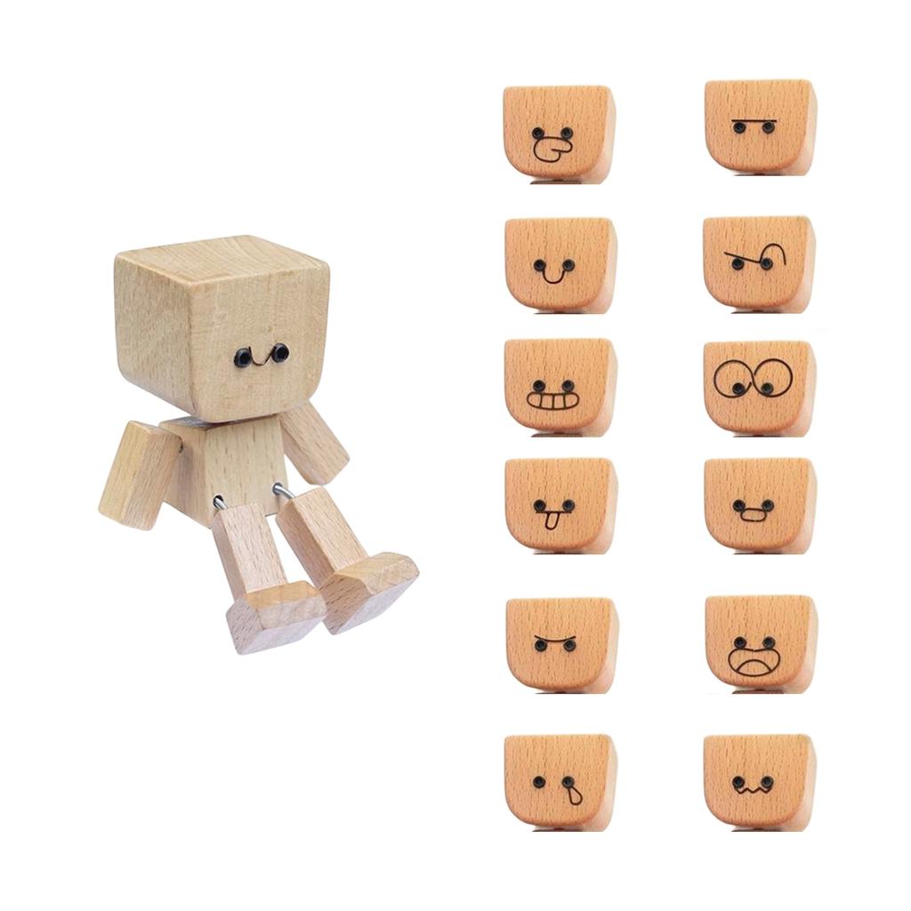 Wackelnder Holzmann Figur Autodekoration Kleine Ornamente Bein-Schwingender Roboter Figur Niedlicher Holzmann Auto Gute Kreative Geschenke