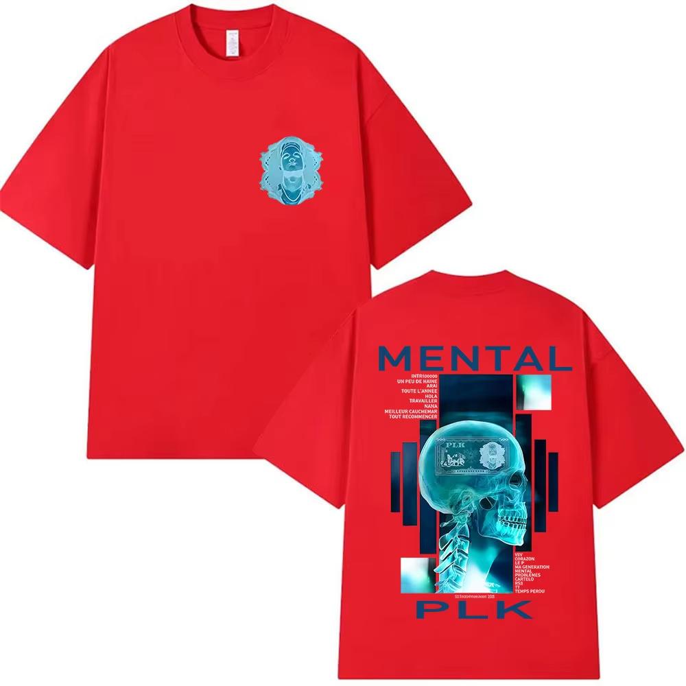 Rapper MENTAL PLK Album 2025 Merch Tričko Pánská gotická móda Trička s krátkým rukávem Dámská retro styl Nadměrná bavlněná trička