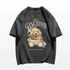 2023 New Men's Cartoon Bear USD Print 100% Cotton T-shirt High Quality Short Sleeved Shirt Street Fitness Clothing