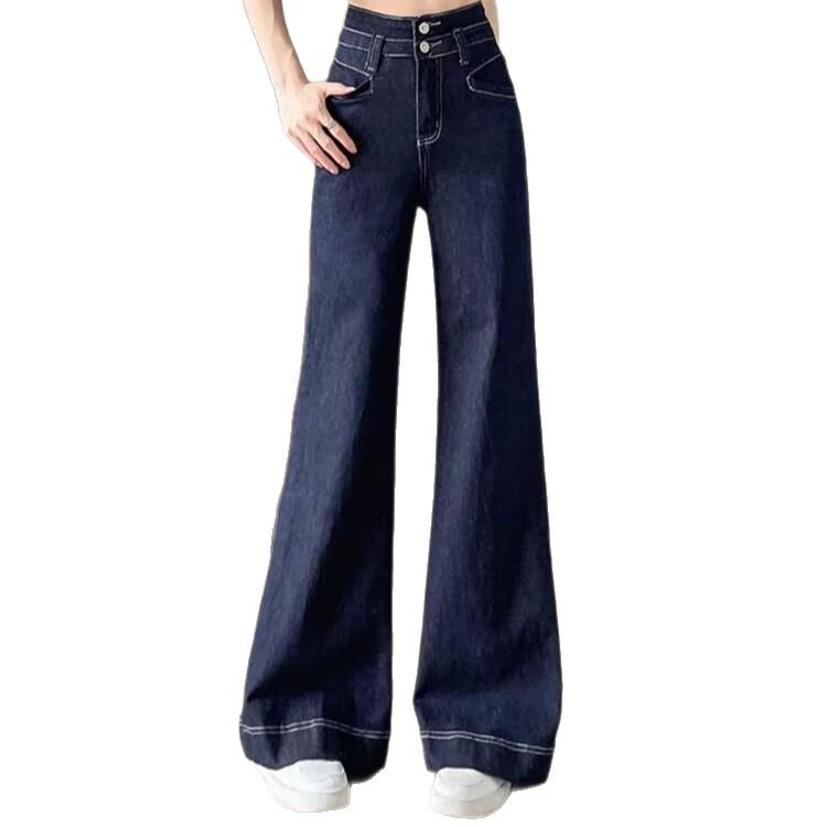 

Women s Trendy Off-White High-Waisted Wide-Leg Jeans with Slimming Micro-Flare Design M