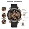 Benyar Men's Chronograph Watch 30M Water Resistant Formal Leather Band Quartz Stylish Brown Silver Blue