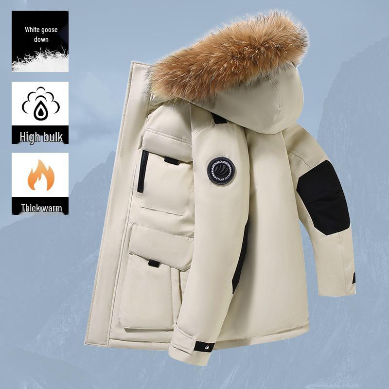 

Unisex Mid-Length Goose Down Puffer Jacket with Large Fur Collar - 2025 Style for Extreme Cold Outdoor Wear M 42.5-52.5 kg