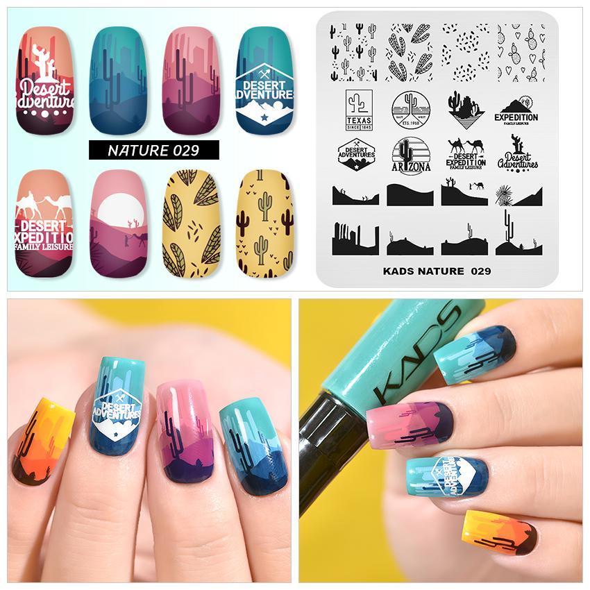 kads Maniküre Stamping Schablonen Nail Art Platte zum Stempeln Naturmotiv Stempel Überdruck Schablone Modedesigns Stempeln