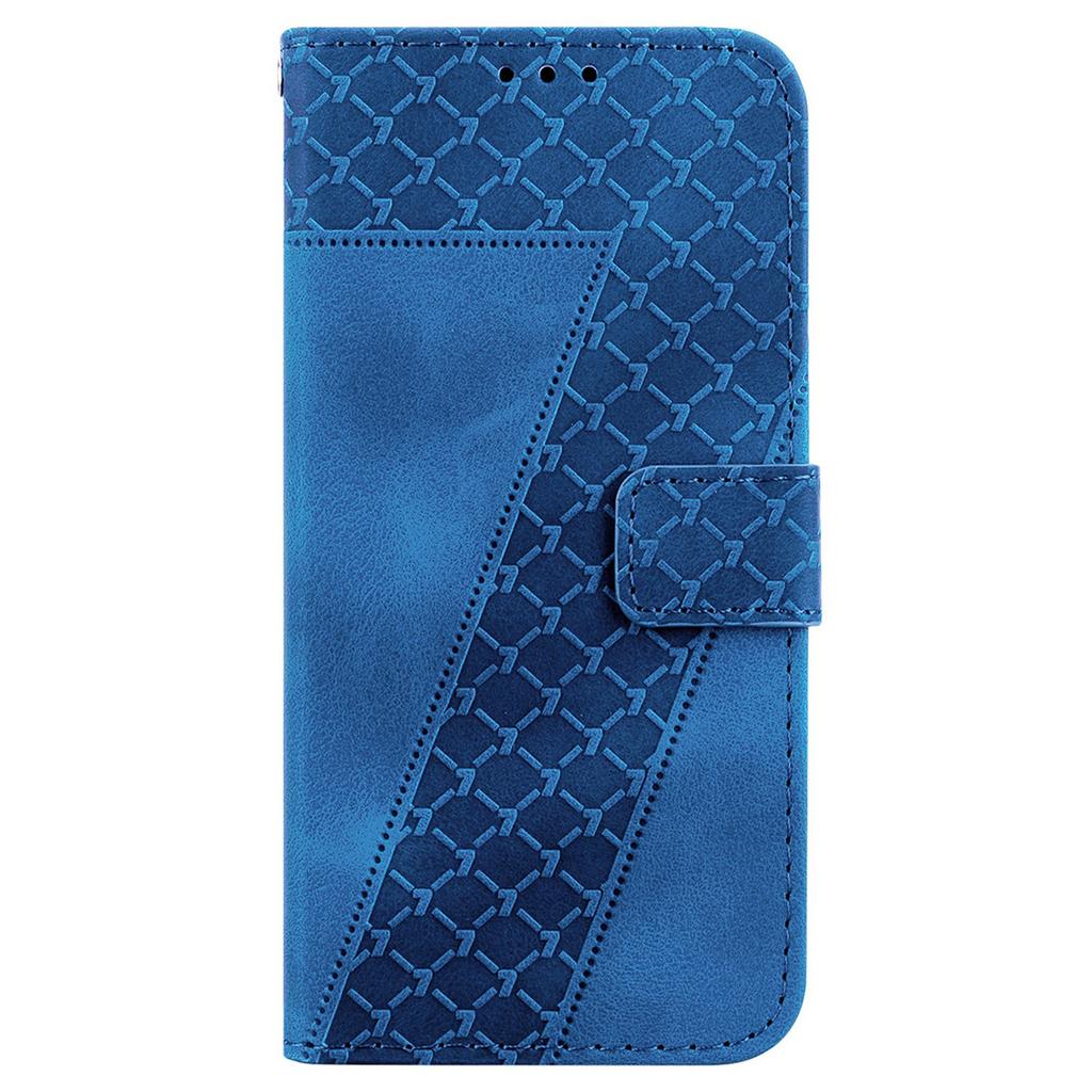 For iPhone 17 Pro Stand Case 7-Shaped Pattern Imprint Leather Phone Cover with Strap