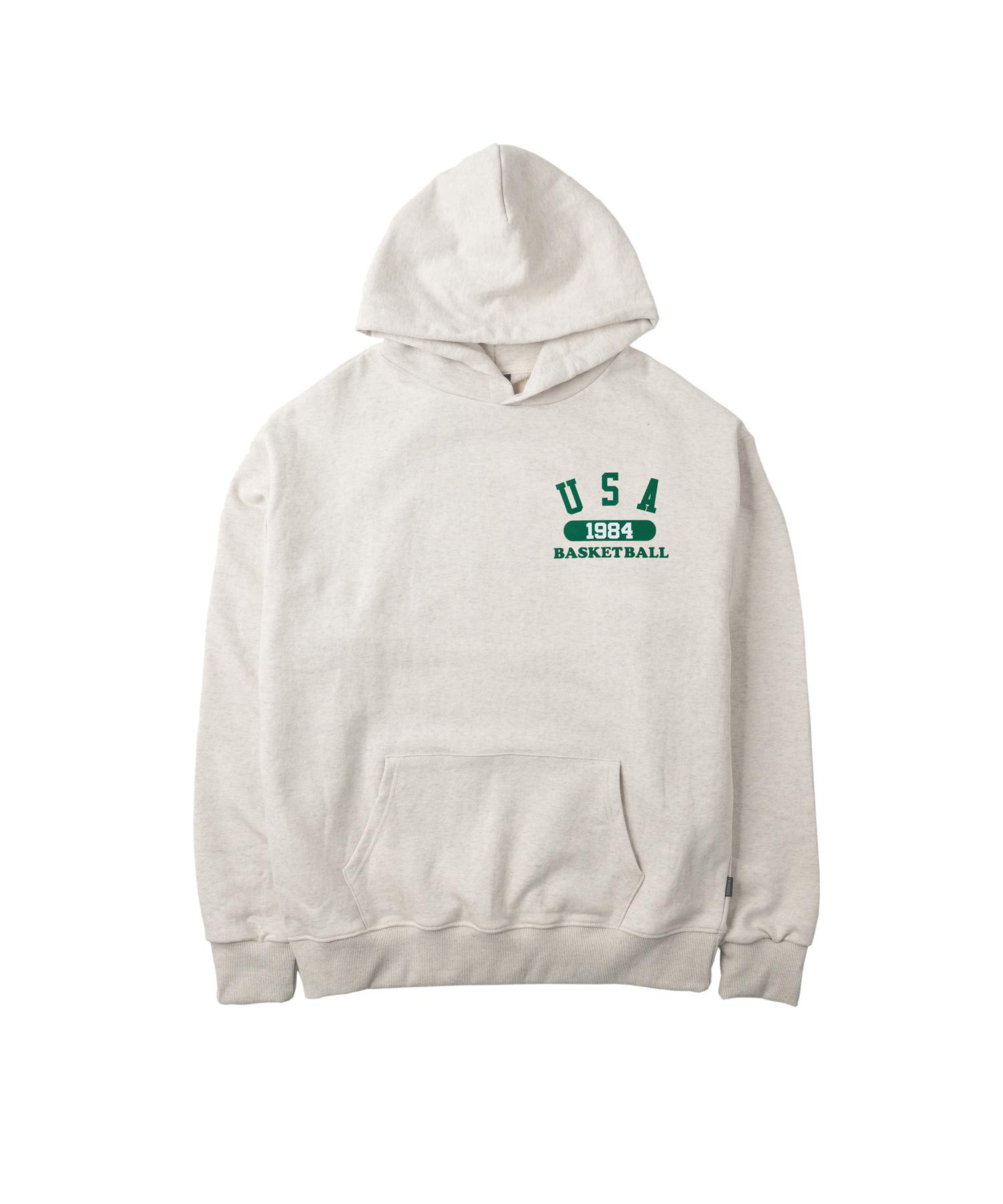 Cream Soda Lab Usa Basketball Small Logo Natural Fit Hoodie Oatmeal Green M
