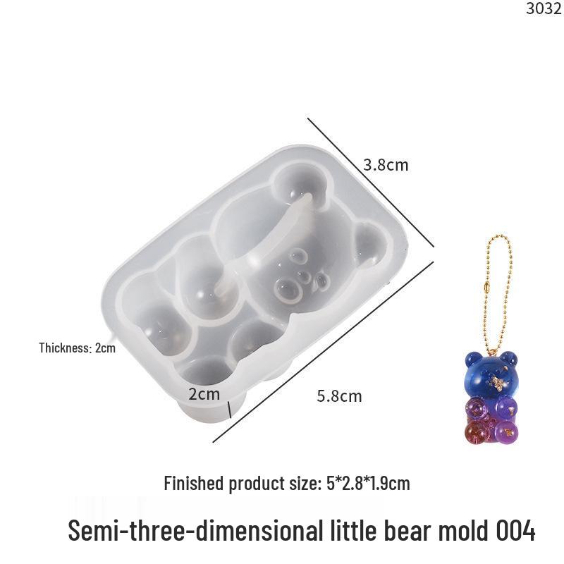 Poppy Drop Resin Mirror Little Bear, Rabbit, Mouse Silicone Mold for DIY Keychain Pendant