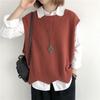 Chaleco de Punto Retro sin Mangas para Mujer con Hombreras - Jersey de Ajuste Holgado Irregular