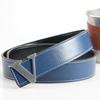 Men's Genuine Leather Belt with VH Letter Buckle, Korean Style, Casual Fashion, Lychee Grain, Suitable for Middle-Aged and Young.