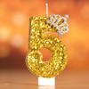 1pc Golden Crown Number 0-9 Cake Decor Candles for Birthday Wedding Anniversary Party DIY Cake Decoration Supplies