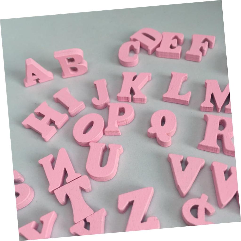100pcs Wooden Letters Craft Wood Letters Wood Decor Wood Craft Shapes Letter Embellishments Wooden Letter Shapes Wedding Decoration Pink Crafts