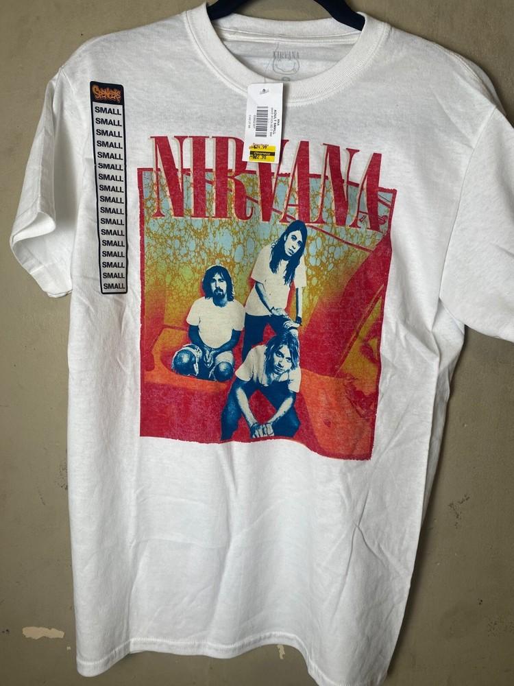 NIRVANA Фото группы Курт, Дэйв, Крис Гранж 90-х Белая футболка - Новая с биркой Унисекс футболка XL