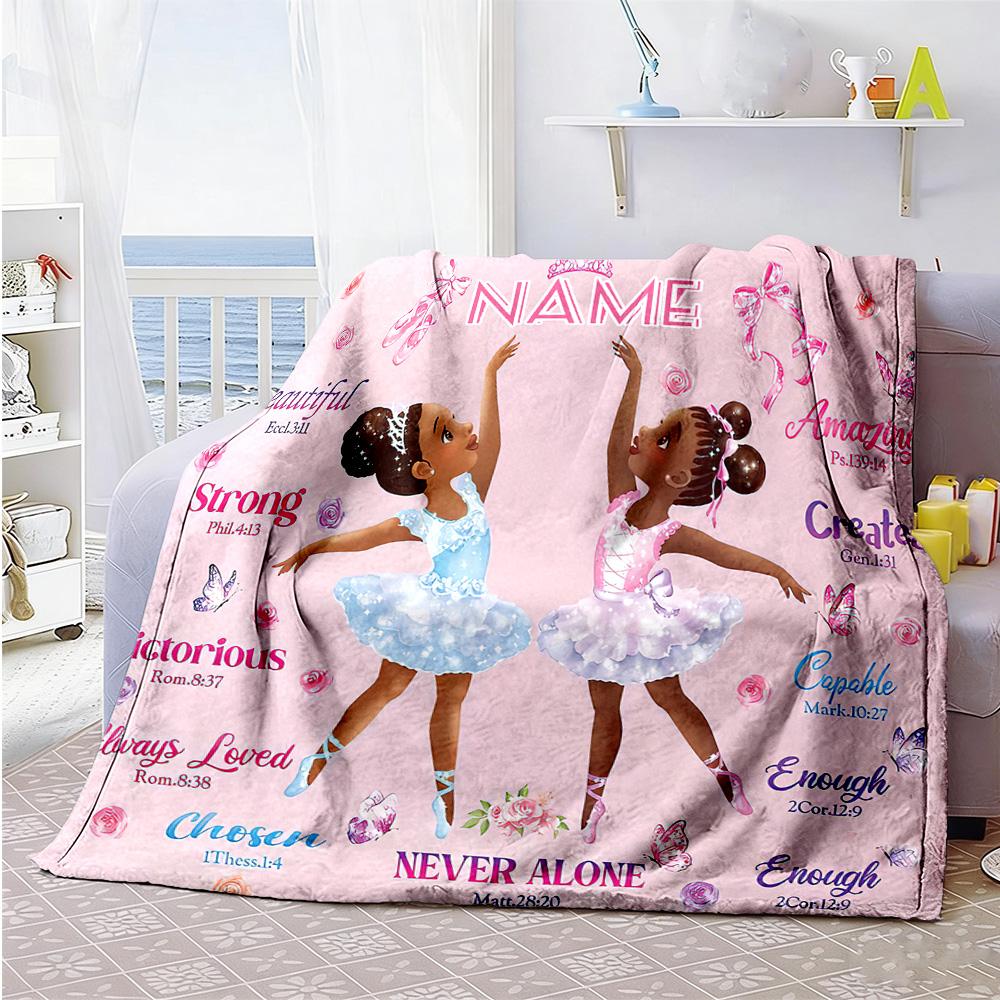 Two Girls Customize Your Name Blanket Lightweight Customizable Blanket Soft & Cozy Throw For Chair Living Room Bed Office Chair